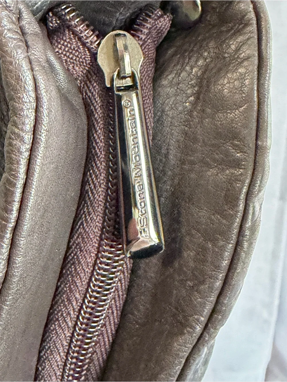Stone Mountain Camden Dark Brown Leather Hobo All Over Print